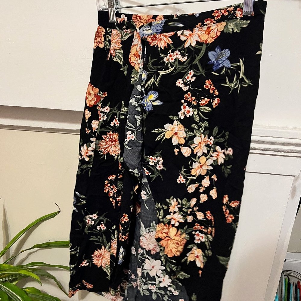 Floral Wrap Midi Skirt